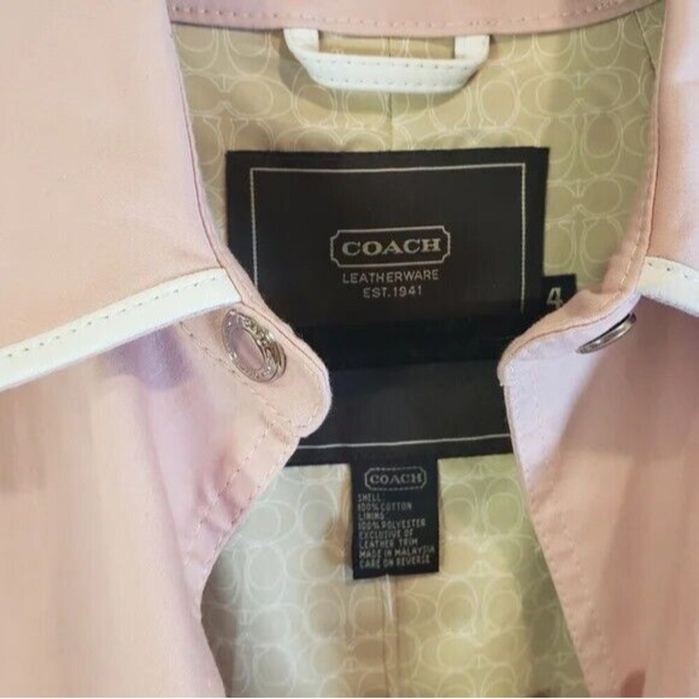 Coach Pink Vintage Coquette Pastelcore Leather Trim Trench Walking Coat - Picture 8 of 8